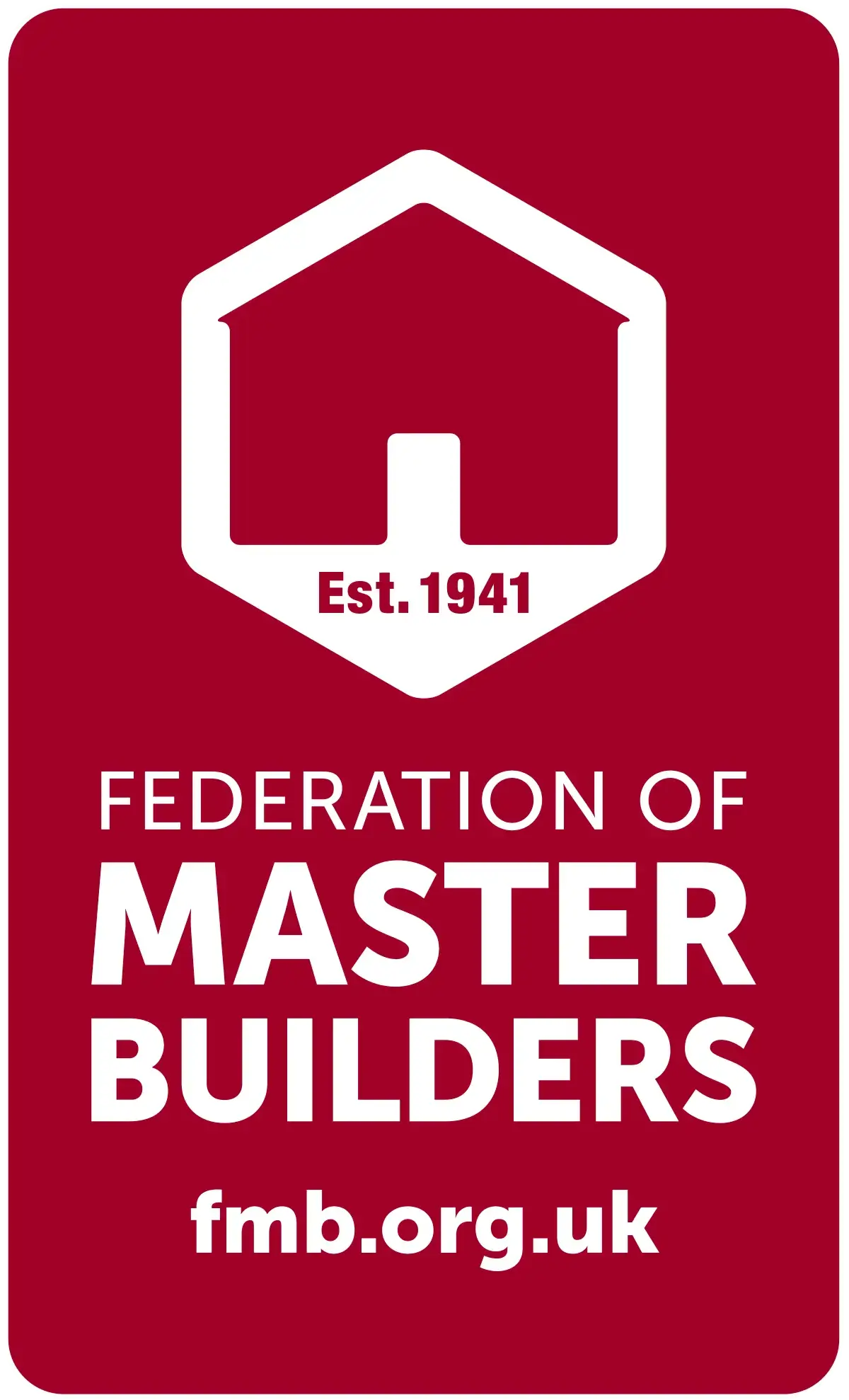 A red and white sign with the words federal of master builder.