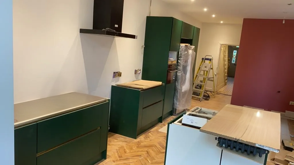 a room that has some cabinets in it