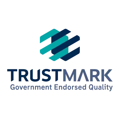 trust mark logo on a black background